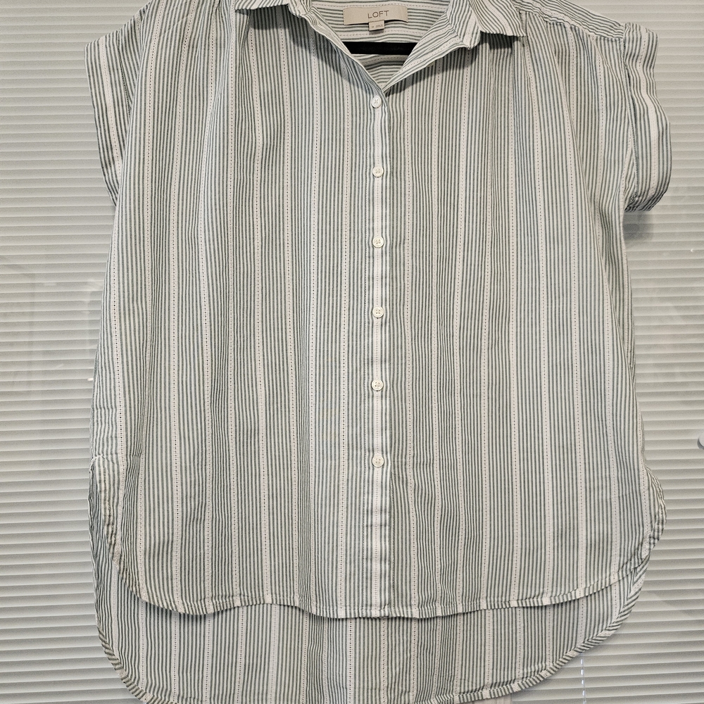 LOFT Striped Button-Up Blouse